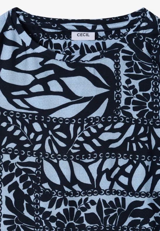 3/4-Arm Bluse mit Patchwork-Print universal blue