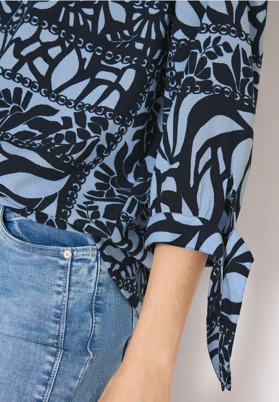 3/4-Arm Bluse mit Patchwork-Print universal blue