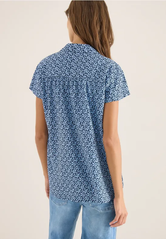 Kurzarm Bluse mit Knopfleiste universal blue
