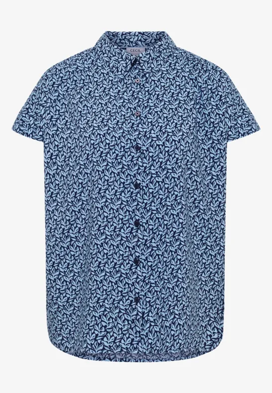 Kurzarm Bluse mit Knopfleiste universal blue