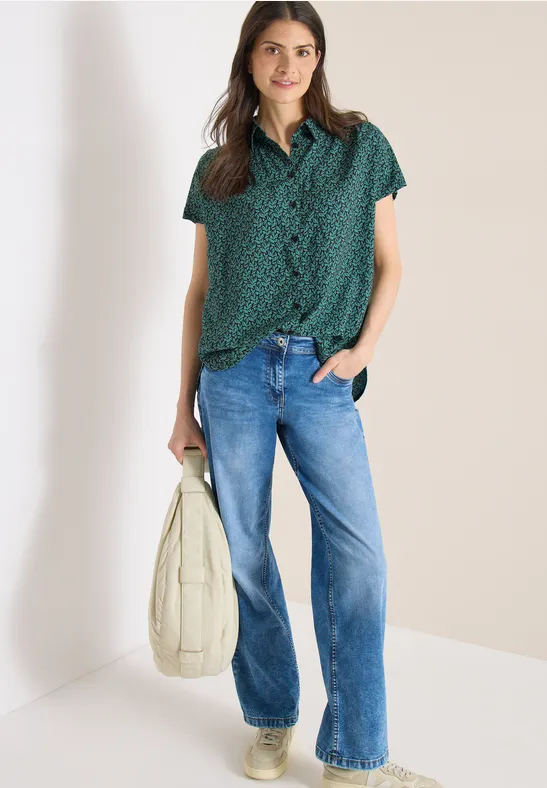 Kurzarm Bluse mit Knopfleiste raw khaki