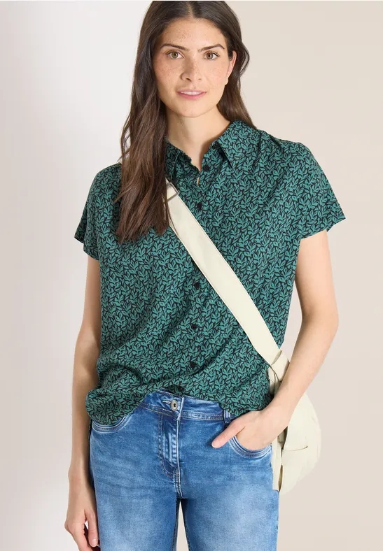 Kurzarm Bluse mit Knopfleiste raw khaki