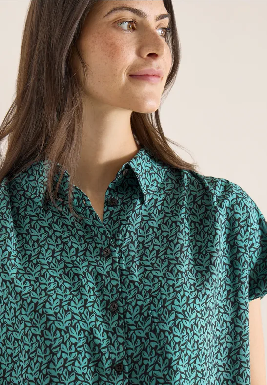 Kurzarm Bluse mit Knopfleiste raw khaki