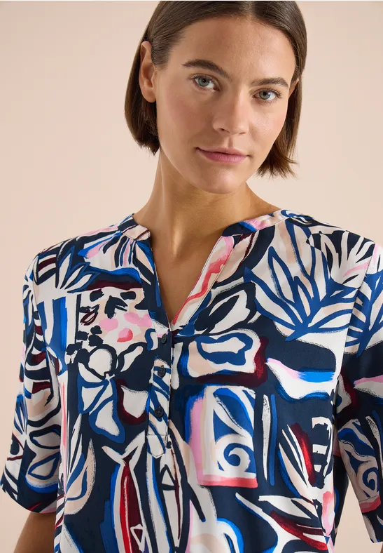 Blouse à manches courtes avec imprimé multicolore universal blue