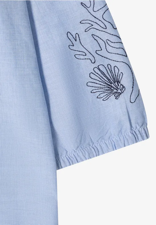 Chemisier à manches 3/4 avec broderie blouse blue