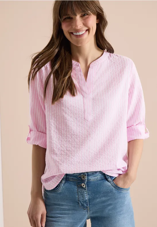 3/4-Arm Bluse in Seersuckerqualität light blush rose