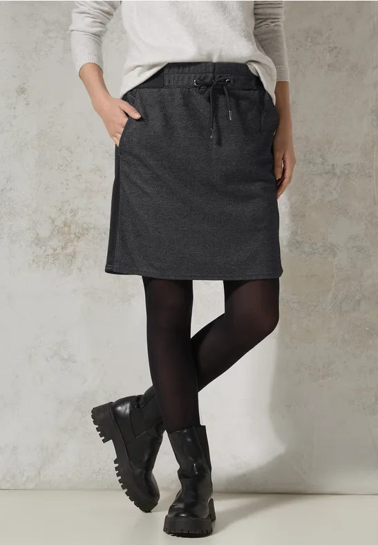 Melange-Look Joggskirt Black