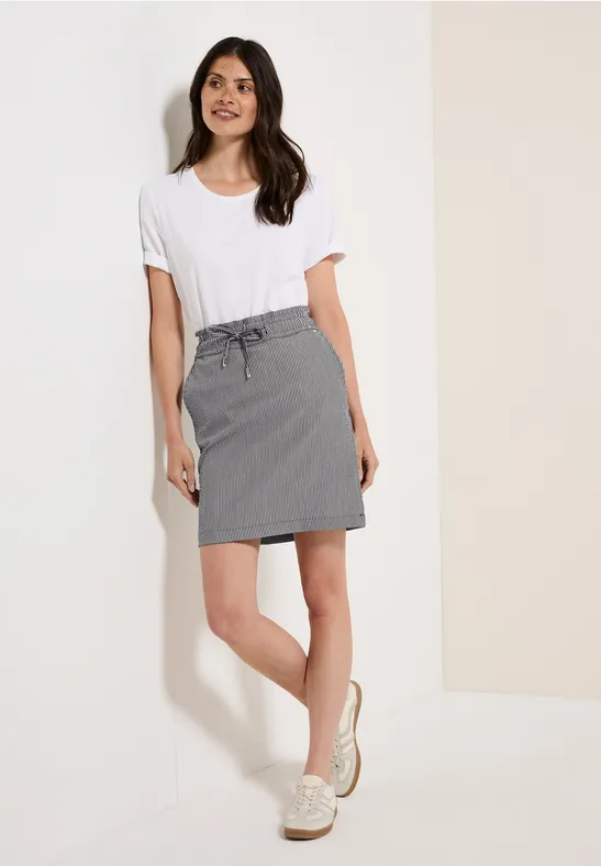 Jupe rayée en seersucker dark balmy khaki