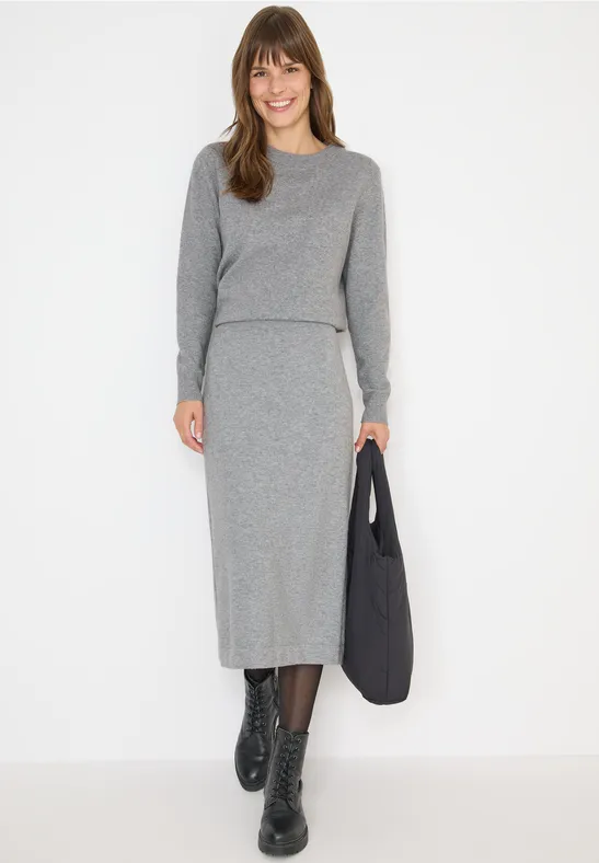Rock mit Strukturdetails sporty grey melange