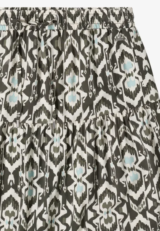 Midi-Rock mit grafischem Muster khaki