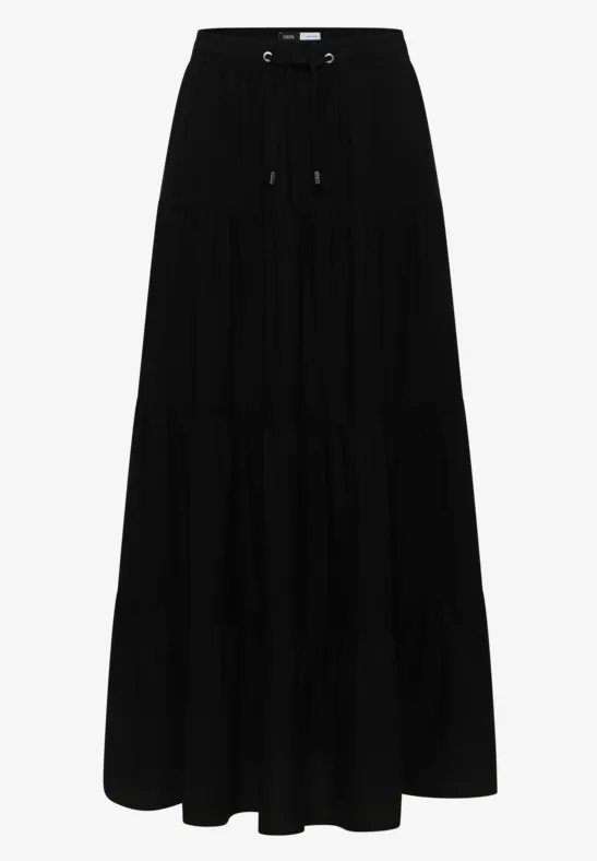 Maxi-jupe avec volants et élastique à la taille Black