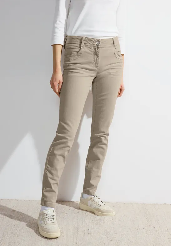 Pantalon en coton coupe slim simply beige