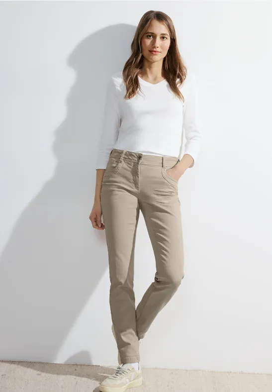 Pantalon en coton coupe slim simply beige