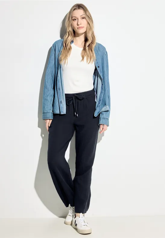 Mousseline broek universal blue