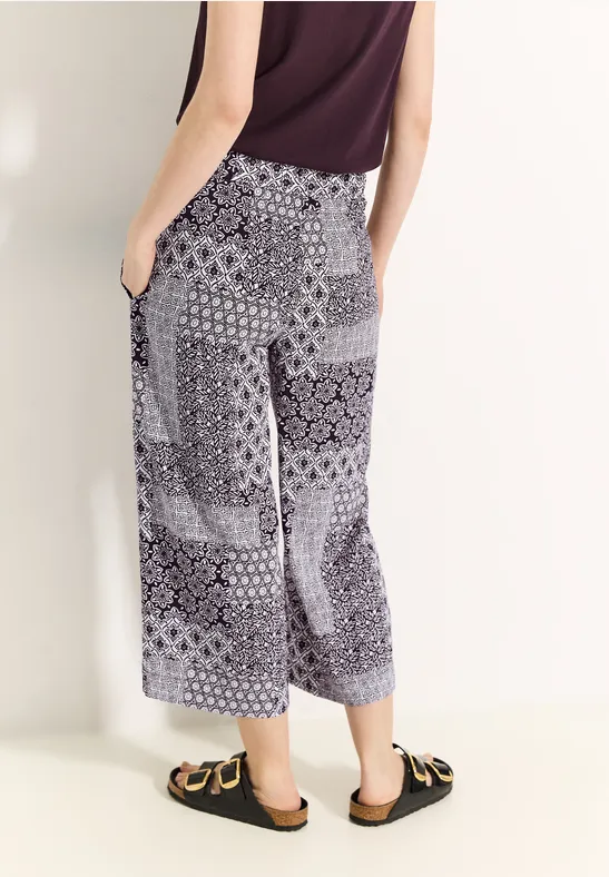 Patchwork Print Hose aubergine red