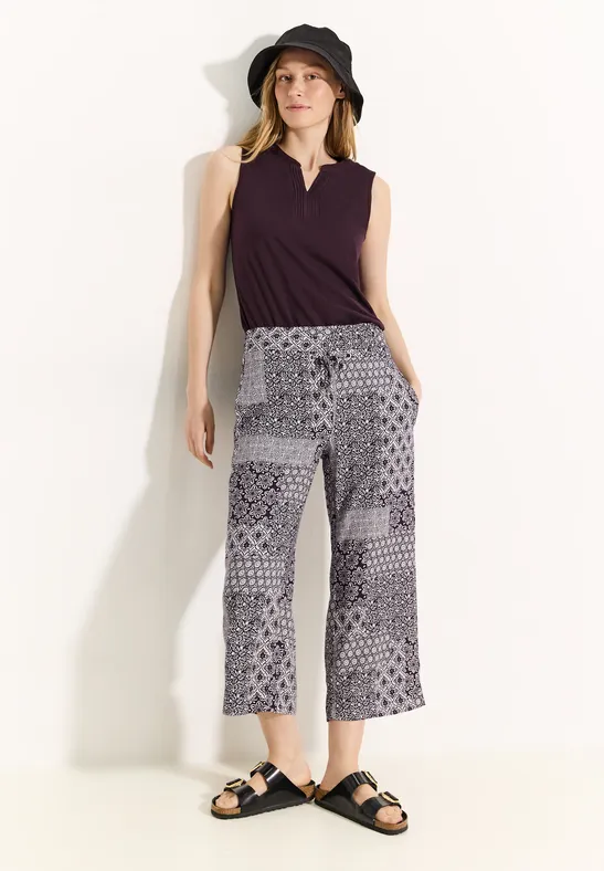 Patchwork Print Hose aubergine red