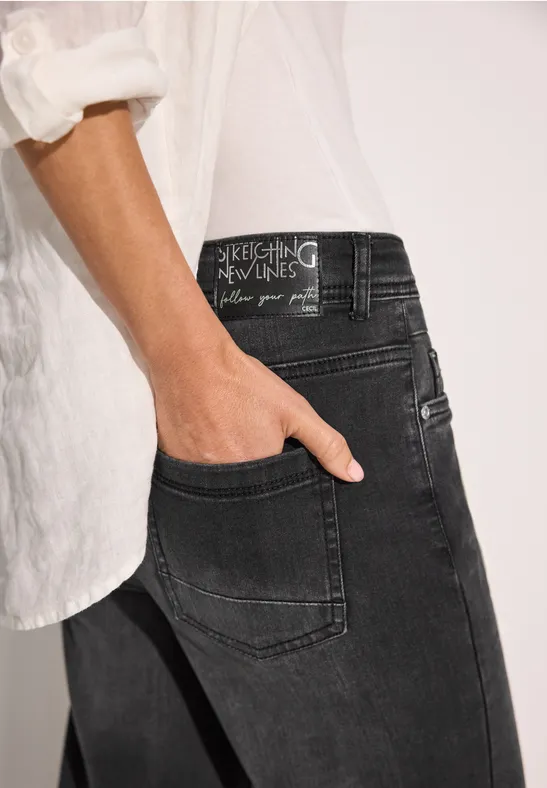 Jeans en coupe loose mid grey used wash