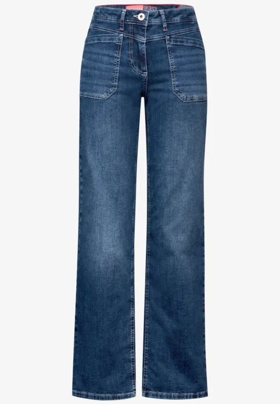 Jeans mit Patch Pockets dark blue random wash