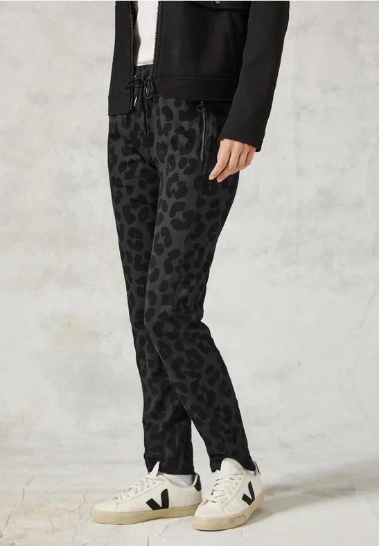 Hose mit Leo-Muster Black