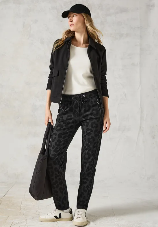 Hose mit Leo-Muster Black