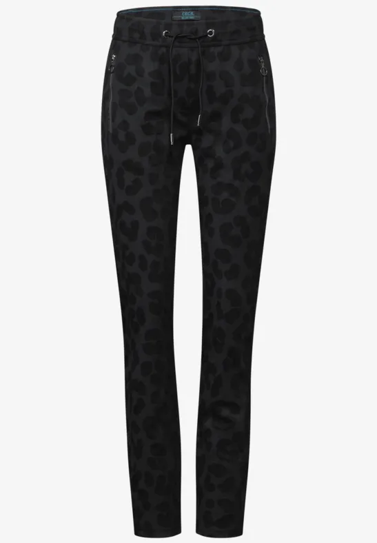 Hose mit Leo-Muster Black