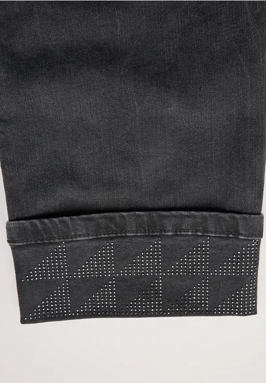 Jeans mit Turn-Up black washed