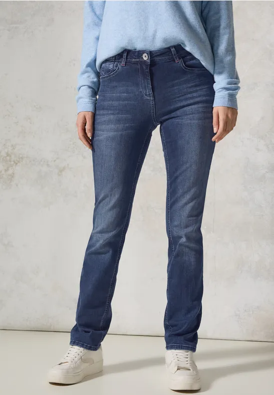 Jeans droits mid blue used wash