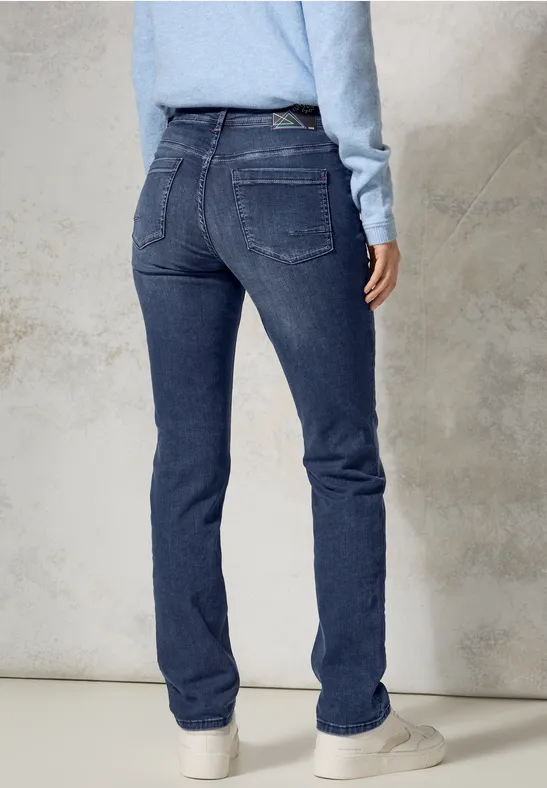 Jeans droits mid blue used wash