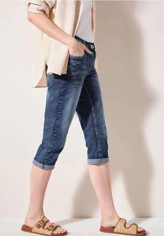 3/4 Jeans mid blue used wash