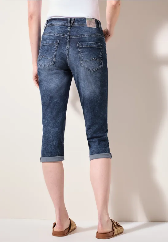 3/4 Jeans mid blue used wash