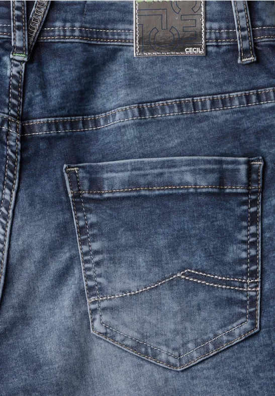 3/4 Jeans mid blue used wash