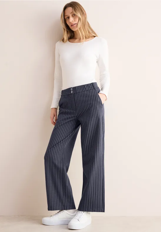 Gestreepte broek met wijde pijpen universal blue