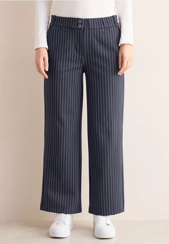Gestreepte broek met wijde pijpen universal blue