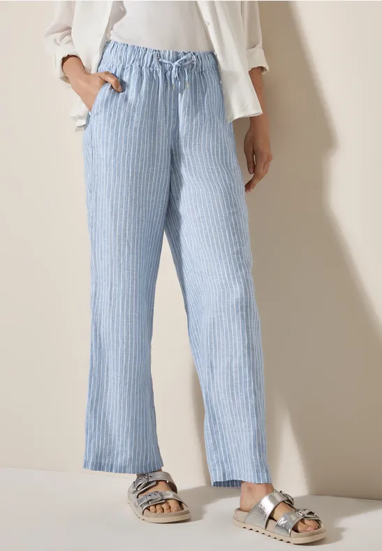 Wide Leg Leinenhose chambray forever blue