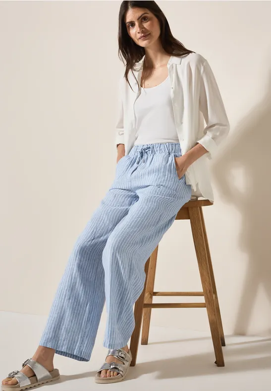 Wide Leg Leinenhose chambray forever blue