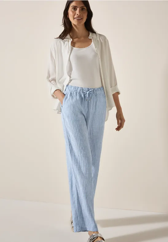 Wide Leg Leinenhose chambray forever blue