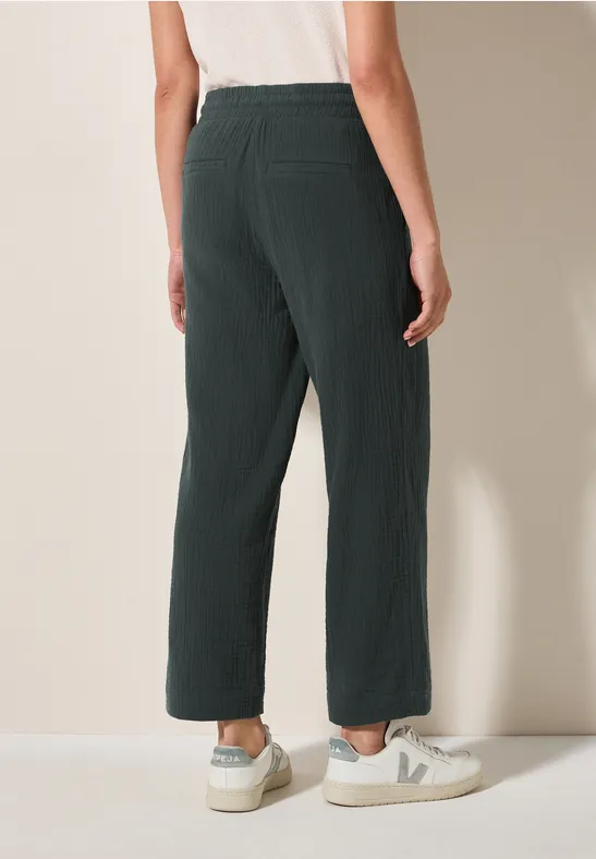 Wide Leg Musselin Hose slate khaki