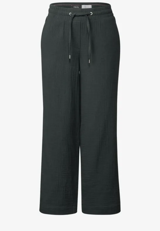 Wide Leg Musselin Hose slate khaki