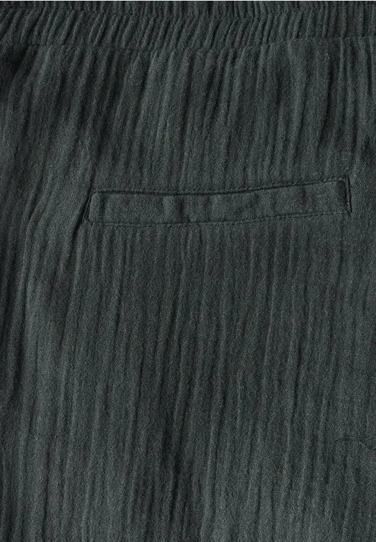 Wide Leg Musselin Hose slate khaki