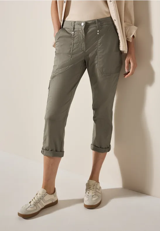 Spodnie 7/8 w stylu cargo smoky taupe