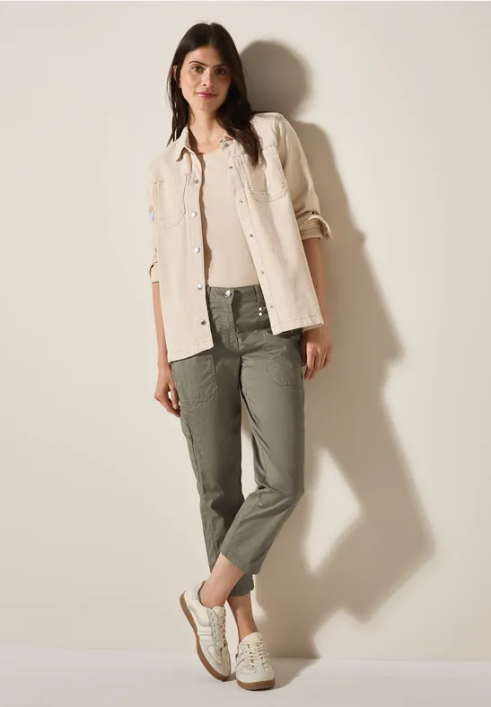 Spodnie 7/8 w stylu cargo smoky taupe