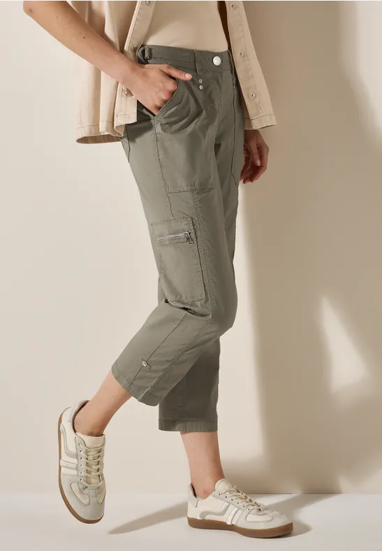 Spodnie 7/8 w stylu cargo smoky taupe