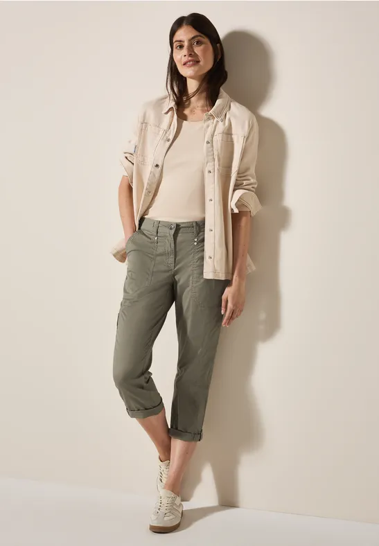 Spodnie 7/8 w stylu cargo smoky taupe