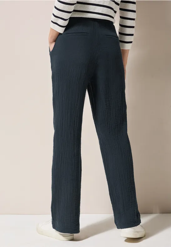 Wide Leg pantalon en mousseline de soie universal blue
