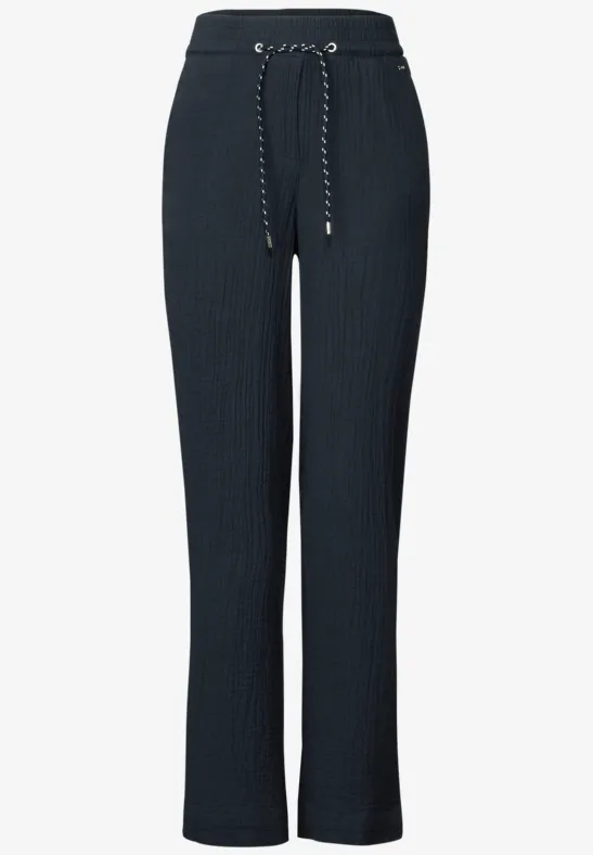 Wide Leg pantalon en mousseline de soie universal blue