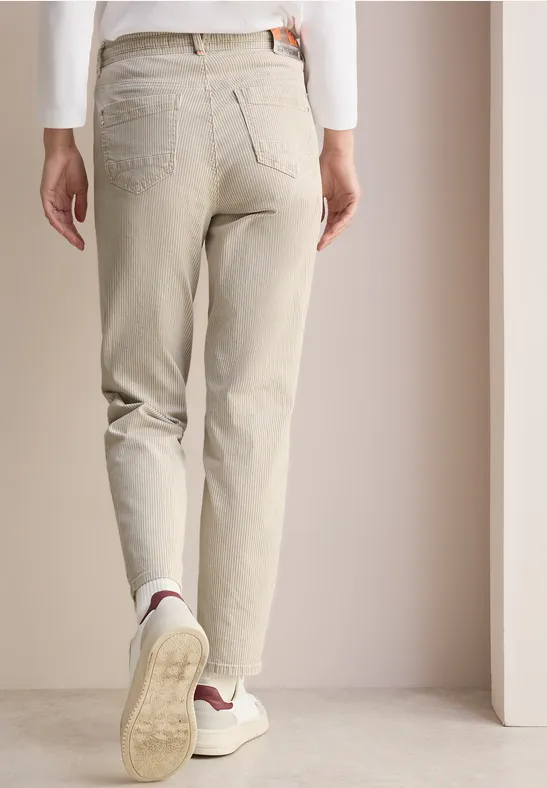 Gestreifte Casual Fit Jeans pearl beige