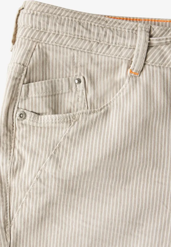Gestreifte Casual Fit Jeans pearl beige
