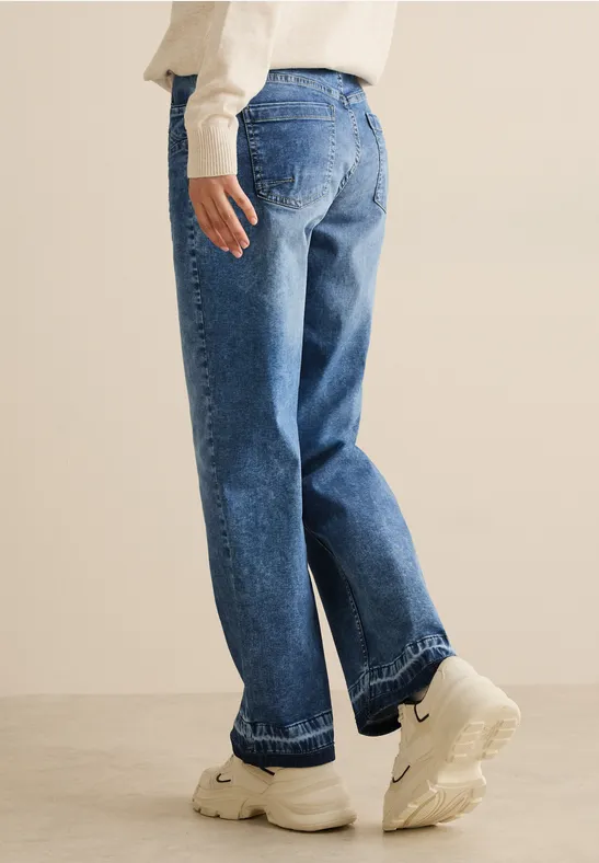 Wide Legs Jeans mid blue used wash