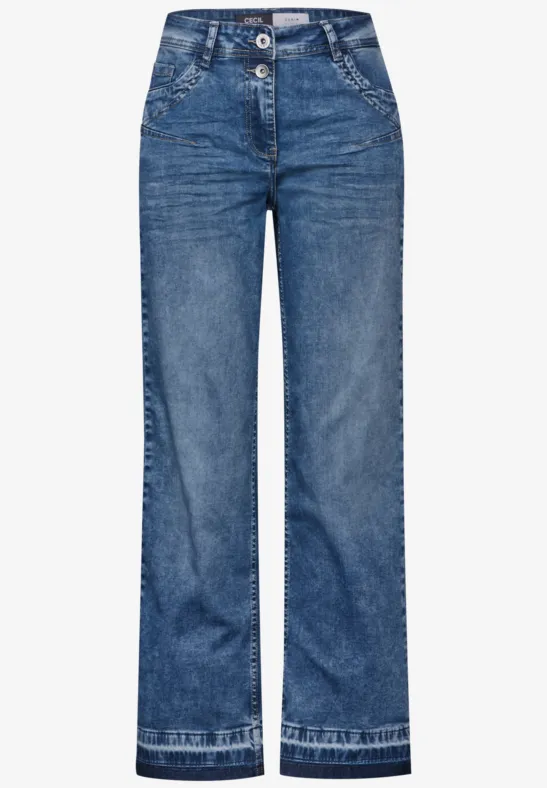 Wide Legs Jeans mid blue used wash