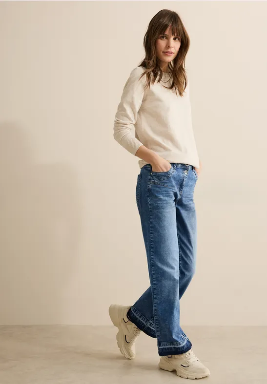 Wide Legs Jeans mid blue used wash